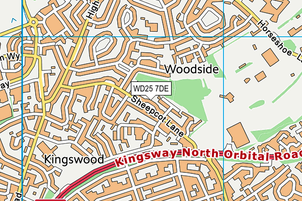 WD25 7DE map - OS VectorMap District (Ordnance Survey)