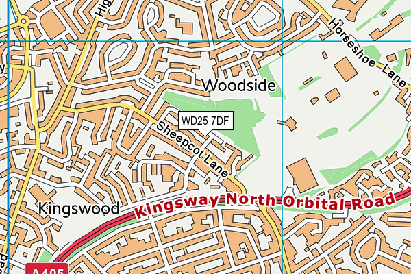 WD25 7DF map - OS VectorMap District (Ordnance Survey)