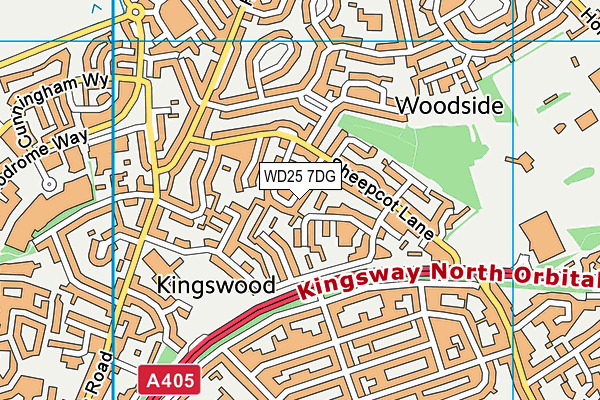WD25 7DG map - OS VectorMap District (Ordnance Survey)