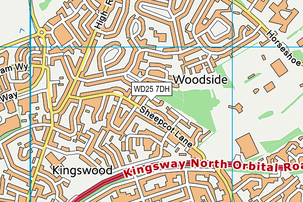 WD25 7DH map - OS VectorMap District (Ordnance Survey)