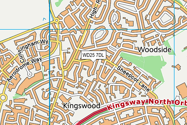 WD25 7DL map - OS VectorMap District (Ordnance Survey)