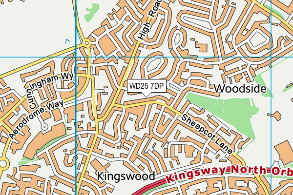 WD25 7DP map - OS VectorMap District (Ordnance Survey)