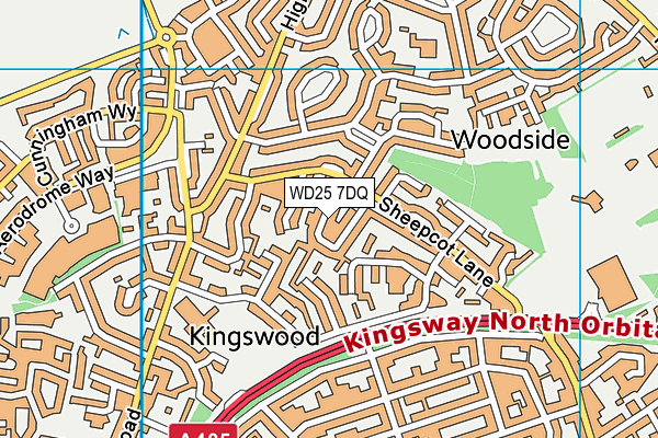 WD25 7DQ map - OS VectorMap District (Ordnance Survey)