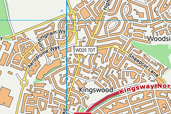 WD25 7DT map - OS VectorMap District (Ordnance Survey)