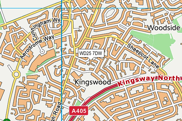 WD25 7DW map - OS VectorMap District (Ordnance Survey)