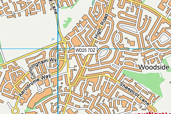 WD25 7DZ map - OS VectorMap District (Ordnance Survey)