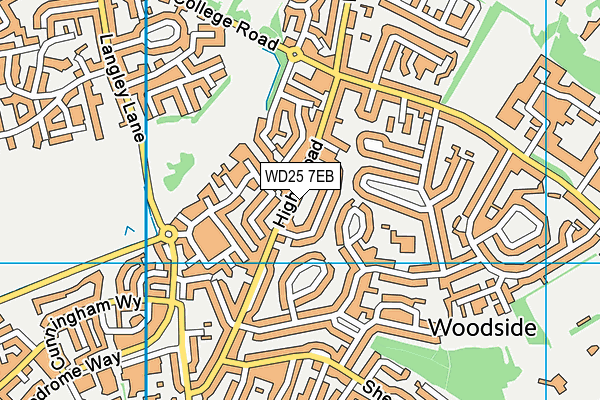 WD25 7EB map - OS VectorMap District (Ordnance Survey)