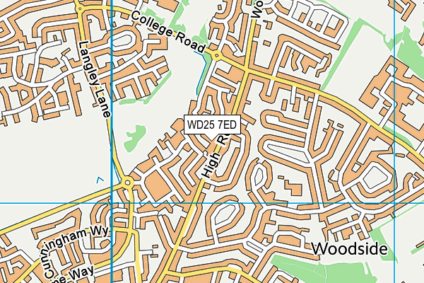 WD25 7ED map - OS VectorMap District (Ordnance Survey)