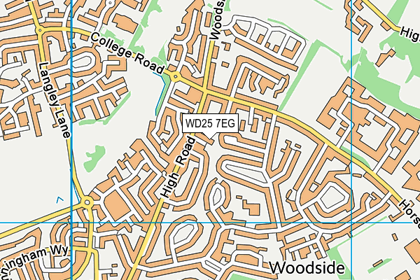 WD25 7EG map - OS VectorMap District (Ordnance Survey)