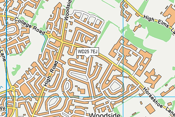 WD25 7EJ map - OS VectorMap District (Ordnance Survey)