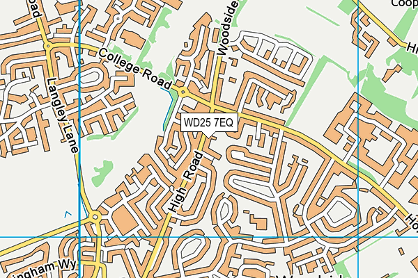WD25 7EQ map - OS VectorMap District (Ordnance Survey)