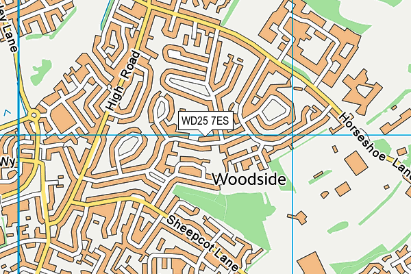 WD25 7ES map - OS VectorMap District (Ordnance Survey)