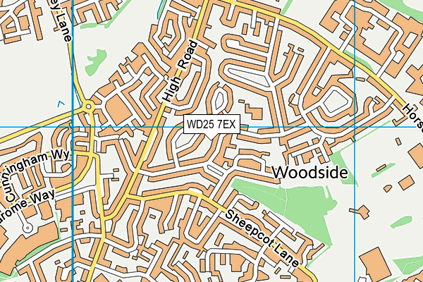 WD25 7EX map - OS VectorMap District (Ordnance Survey)