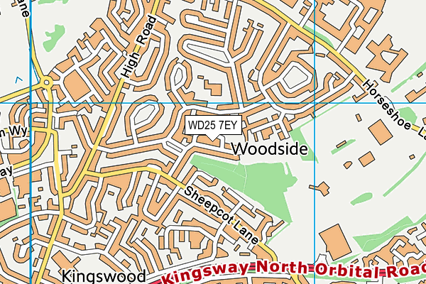 WD25 7EY map - OS VectorMap District (Ordnance Survey)