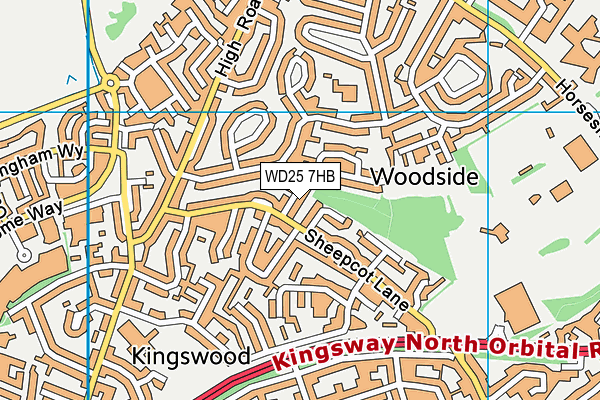 WD25 7HB map - OS VectorMap District (Ordnance Survey)