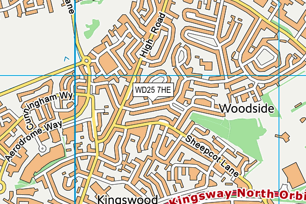 WD25 7HE map - OS VectorMap District (Ordnance Survey)