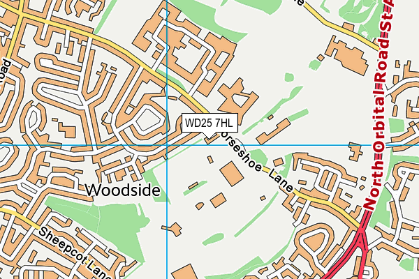 WD25 7HL map - OS VectorMap District (Ordnance Survey)