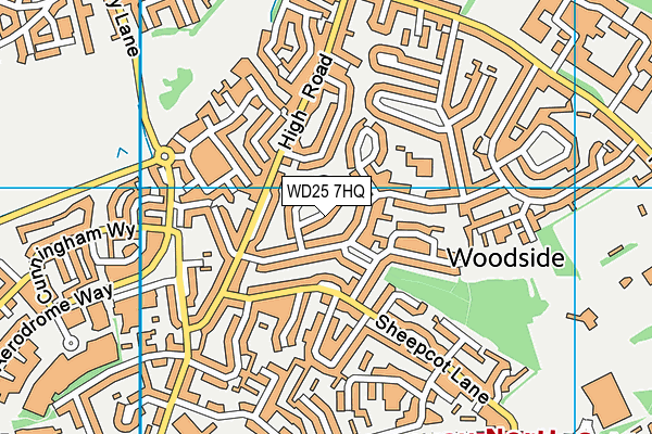 WD25 7HQ map - OS VectorMap District (Ordnance Survey)