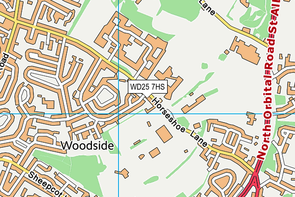 WD25 7HS map - OS VectorMap District (Ordnance Survey)