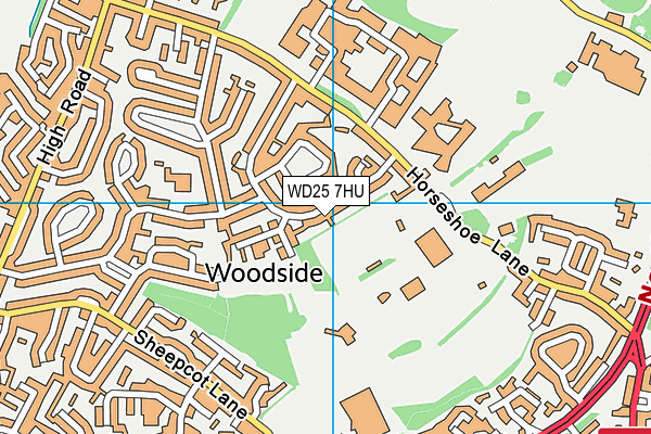 WD25 7HU map - OS VectorMap District (Ordnance Survey)