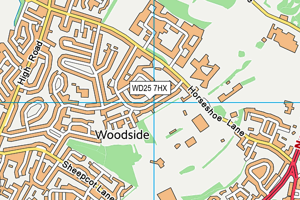 WD25 7HX map - OS VectorMap District (Ordnance Survey)