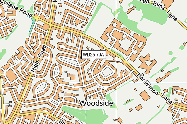 WD25 7JA map - OS VectorMap District (Ordnance Survey)