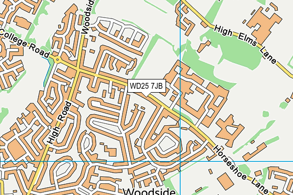 WD25 7JB map - OS VectorMap District (Ordnance Survey)