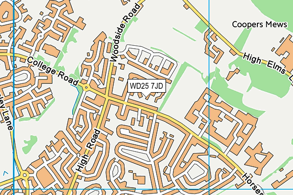 WD25 7JD map - OS VectorMap District (Ordnance Survey)