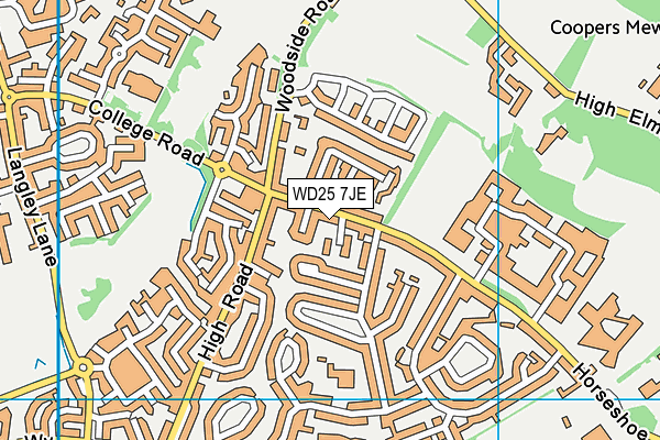 WD25 7JE map - OS VectorMap District (Ordnance Survey)