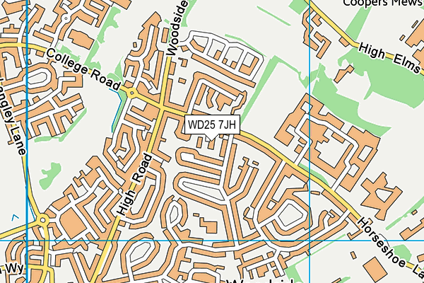 WD25 7JH map - OS VectorMap District (Ordnance Survey)