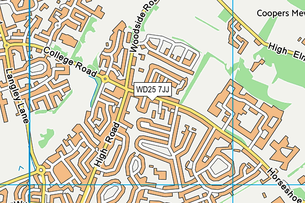 WD25 7JJ map - OS VectorMap District (Ordnance Survey)