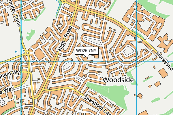 WD25 7NY map - OS VectorMap District (Ordnance Survey)
