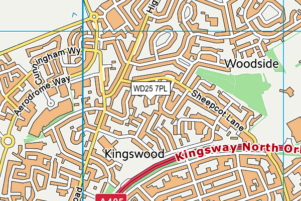 WD25 7PL map - OS VectorMap District (Ordnance Survey)