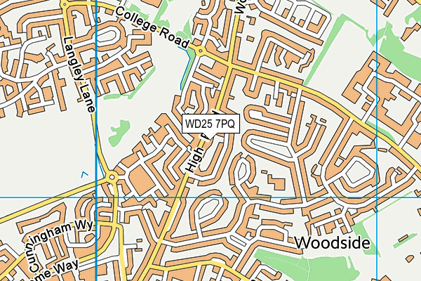 WD25 7PQ map - OS VectorMap District (Ordnance Survey)