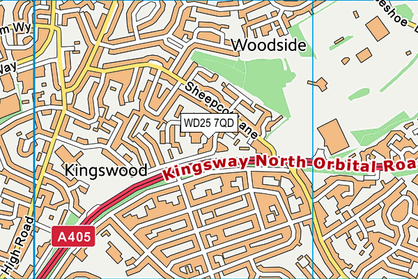 WD25 7QD map - OS VectorMap District (Ordnance Survey)