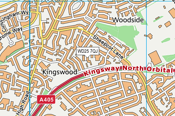 WD25 7QJ map - OS VectorMap District (Ordnance Survey)