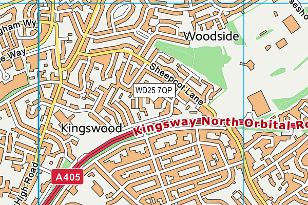 WD25 7QP map - OS VectorMap District (Ordnance Survey)