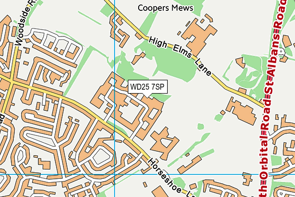 WD25 7SP map - OS VectorMap District (Ordnance Survey)