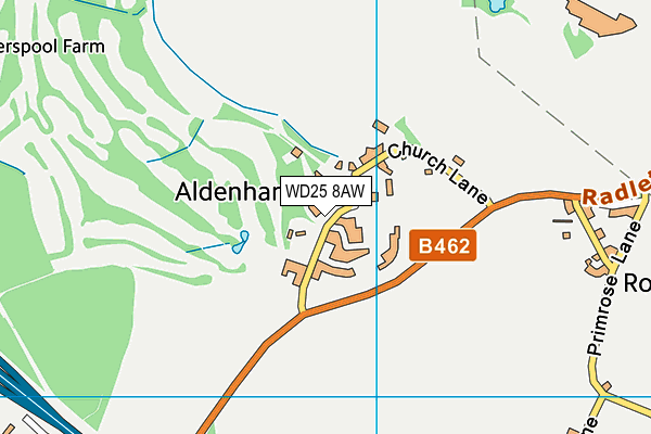 WD25 8AW map - OS VectorMap District (Ordnance Survey)