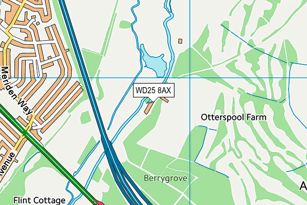 WD25 8AX map - OS VectorMap District (Ordnance Survey)