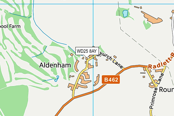 Aldenham Cricket Club map (WD25 8AY) - OS VectorMap District (Ordnance Survey)