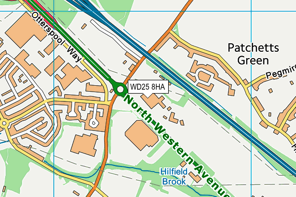Hilton Hotel Watford map (WD25 8HA) - OS VectorMap District (Ordnance Survey)