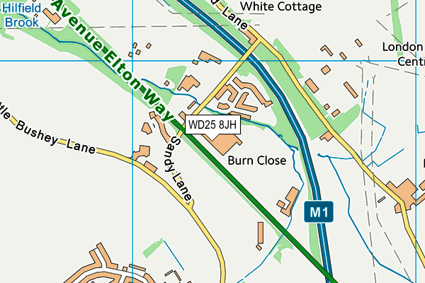 WD25 8JH map - OS VectorMap District (Ordnance Survey)