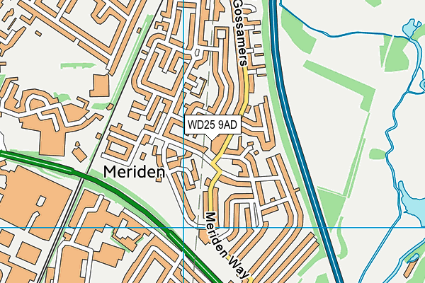 WD25 9AD map - OS VectorMap District (Ordnance Survey)