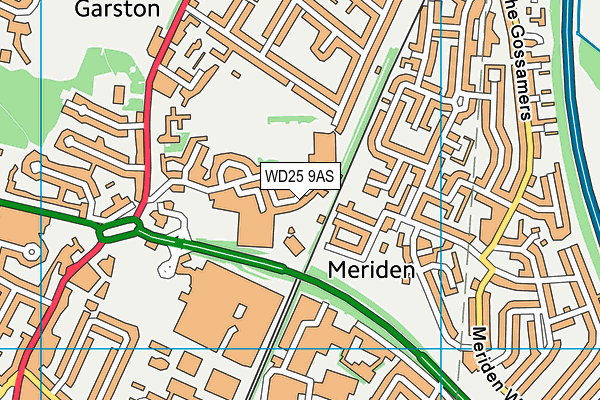 WD25 9AS map - OS VectorMap District (Ordnance Survey)