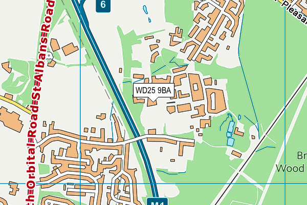 WD25 9BA map - OS VectorMap District (Ordnance Survey)