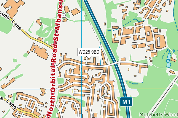 WD25 9BD map - OS VectorMap District (Ordnance Survey)