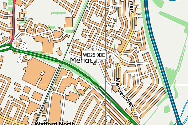 WD25 9DE map - OS VectorMap District (Ordnance Survey)