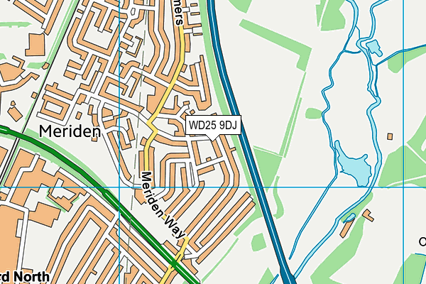 WD25 9DJ map - OS VectorMap District (Ordnance Survey)