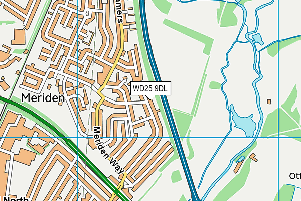 WD25 9DL map - OS VectorMap District (Ordnance Survey)